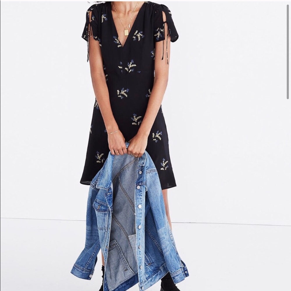 Madewell Silk Poppy Dress in Wild Botanic
